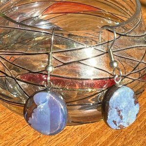 Blue Jelly Boulder Opal Earrings